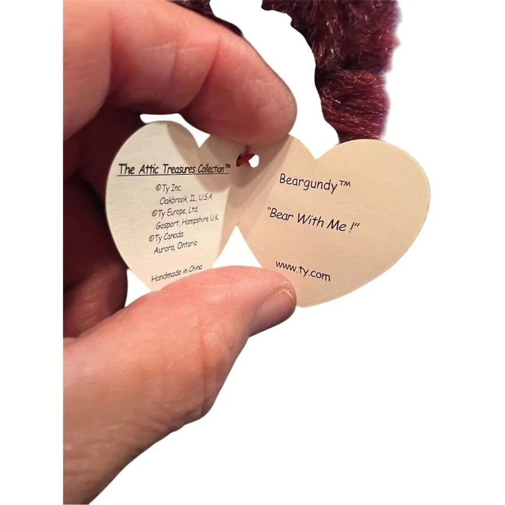 TY Beanie‎ Babies Beargundy Attic Treasures Red Plush Bear Retired 1993